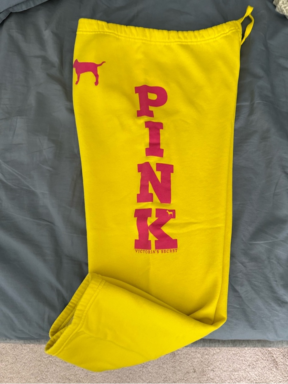 Y2K VS pink vintage neon yellow sweatpants, cropped